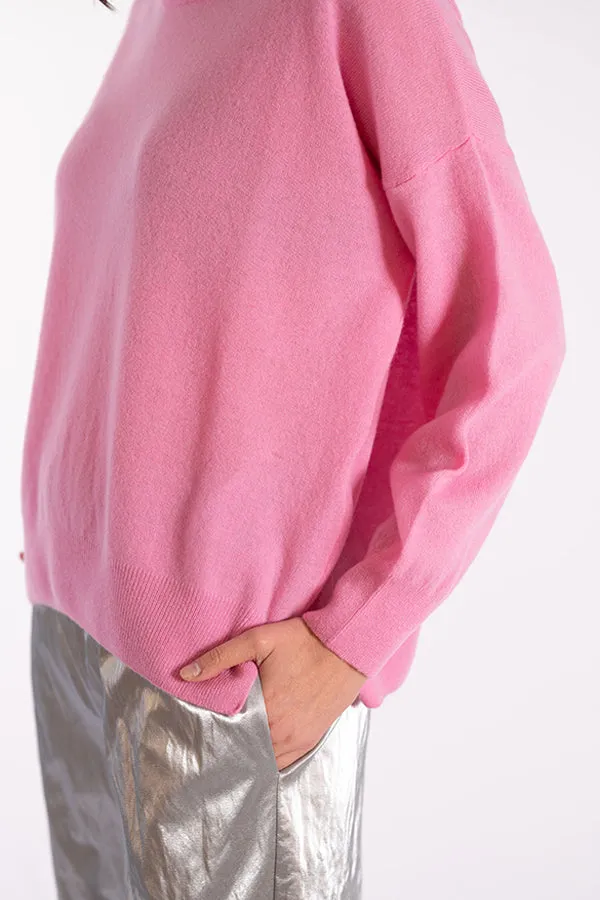 Jeff INDIANA BARBIE PINK CASHMERE CREWNECK SWEATER