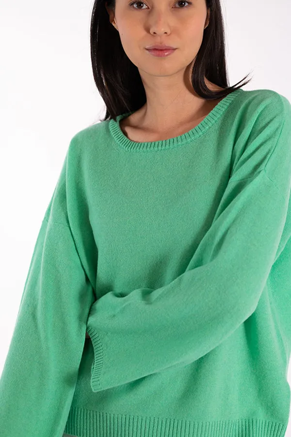 Jeff INDIANA GREEN CASHMERE CREWNECK SWEATER