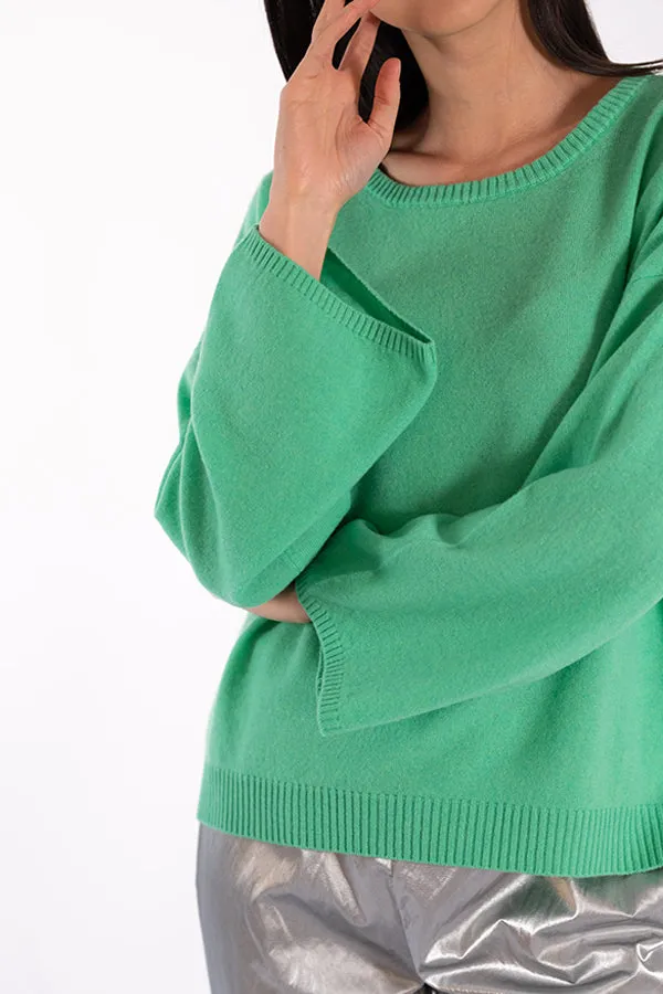 Jeff INDIANA GREEN CASHMERE CREWNECK SWEATER