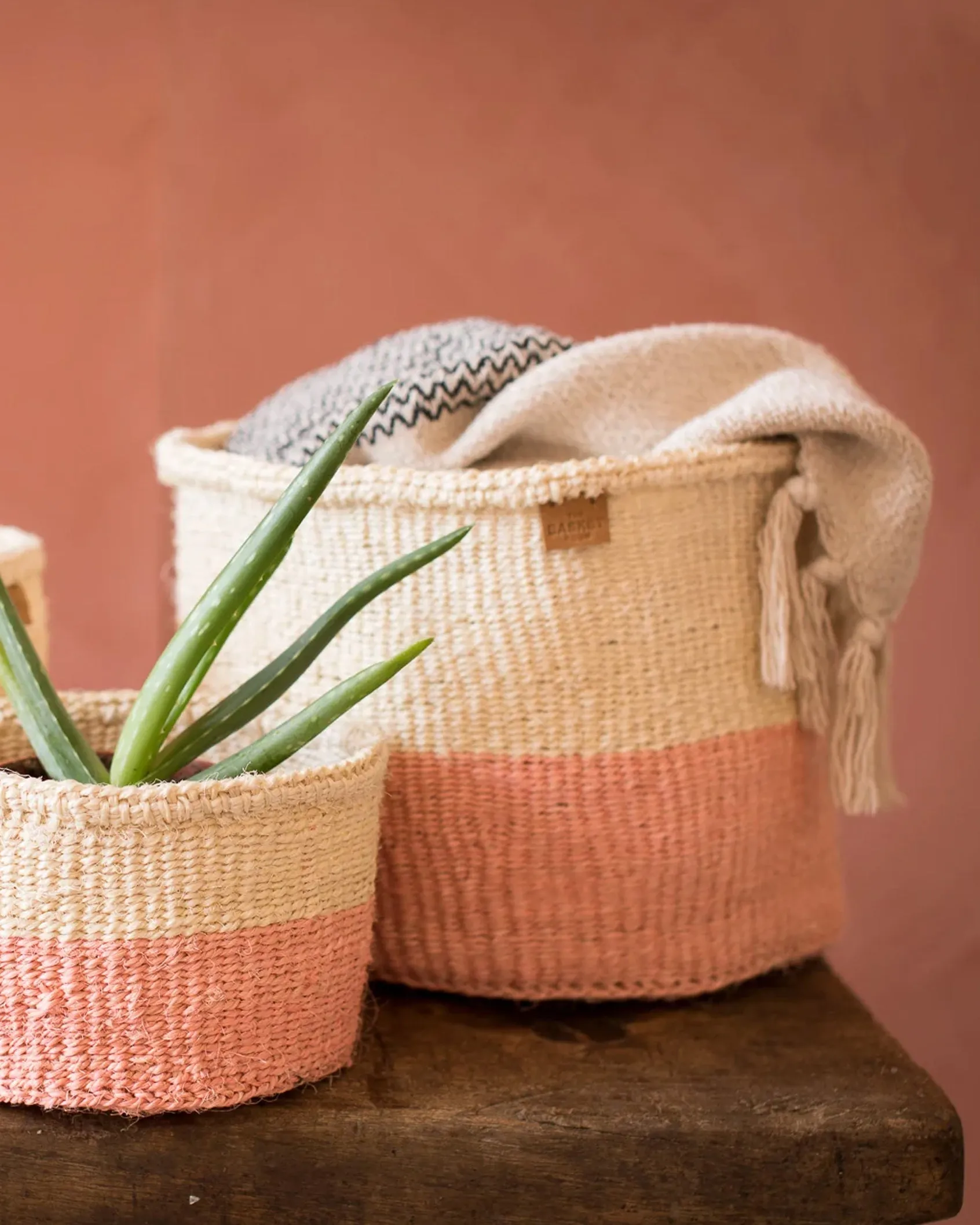 JIONO dusty pink colour block Basket