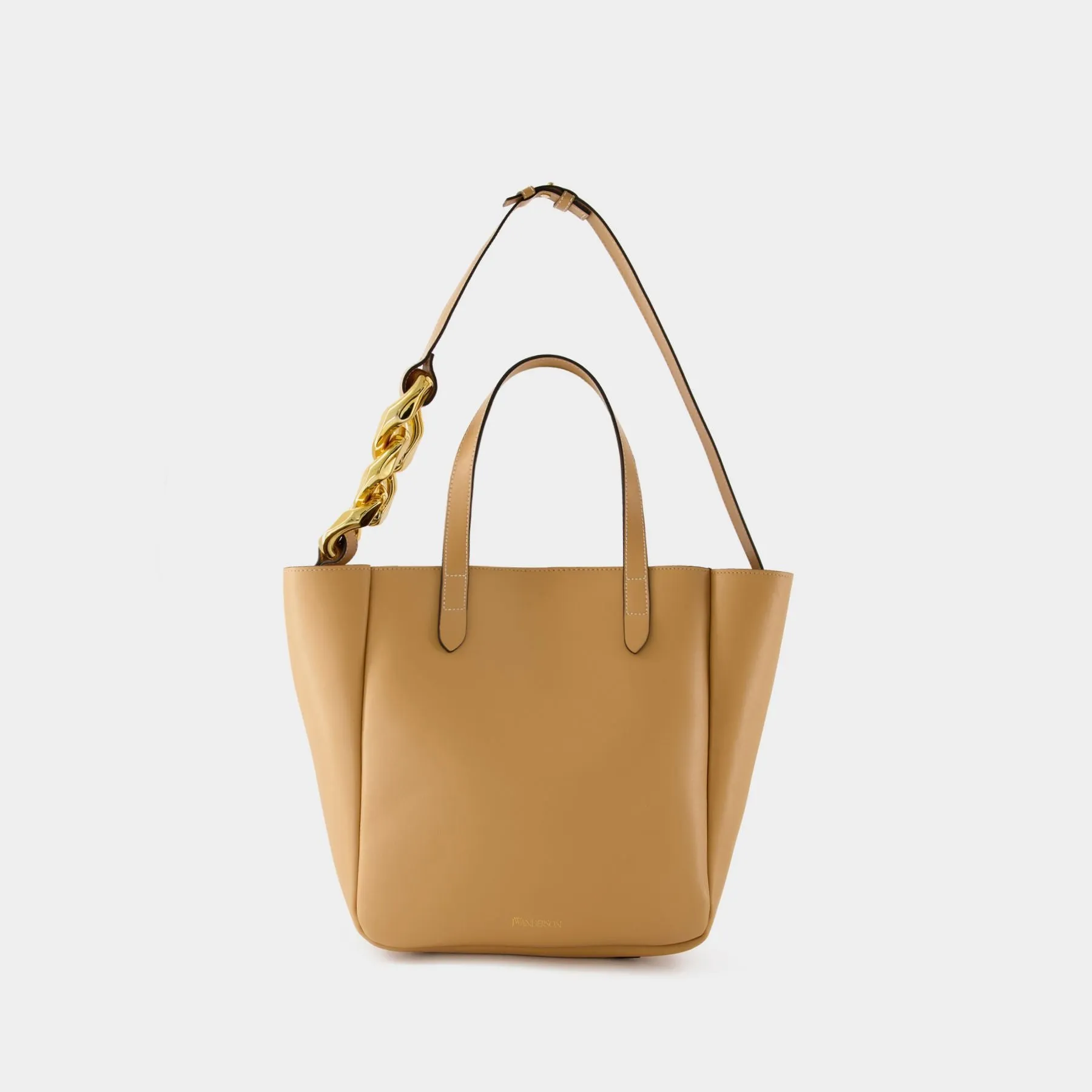 J.W. Anderson  Small Chain Strap Tote Bag in Beige Leather