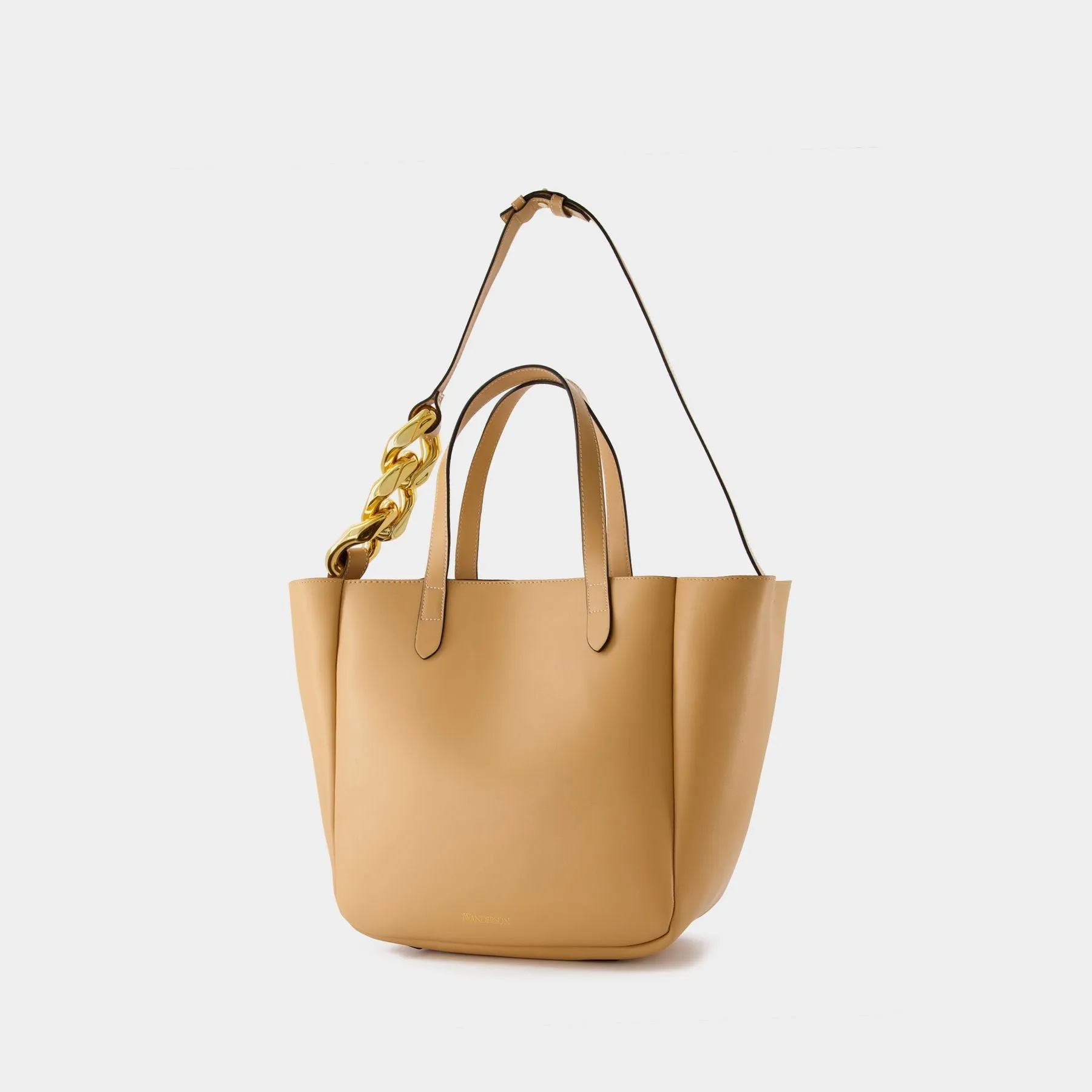 J.W. Anderson  Small Chain Strap Tote Bag in Beige Leather