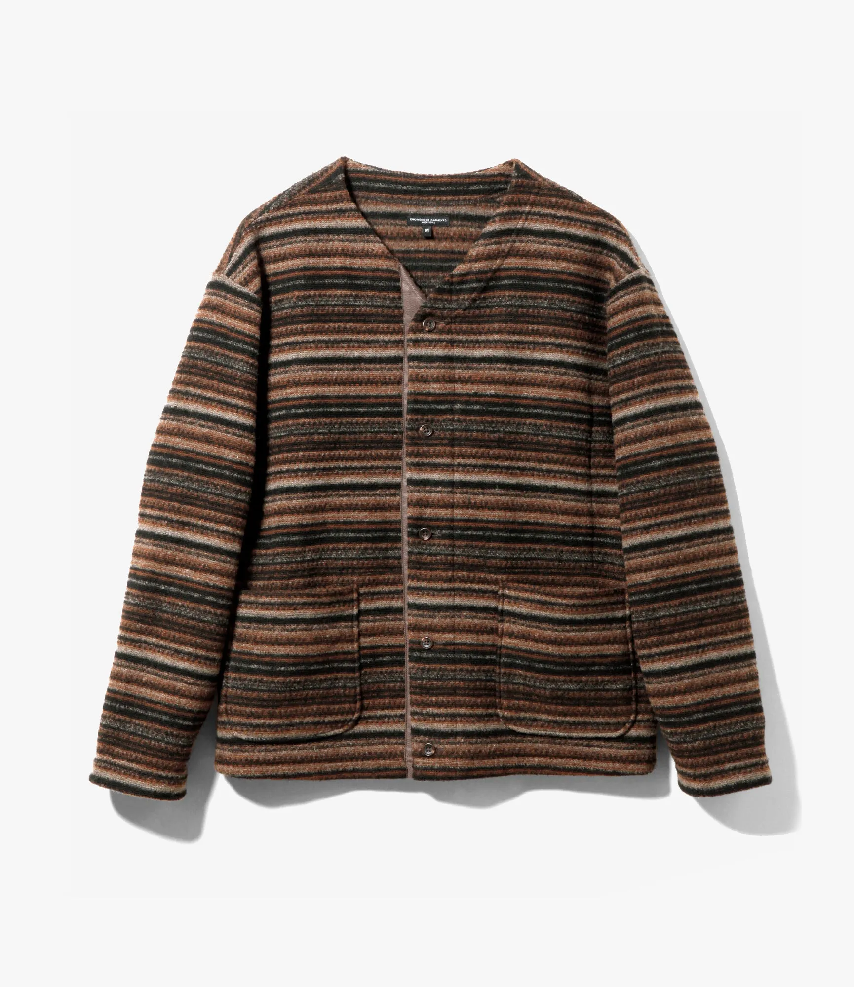 Knit Cardigan – Brown Fair Isle Stripe