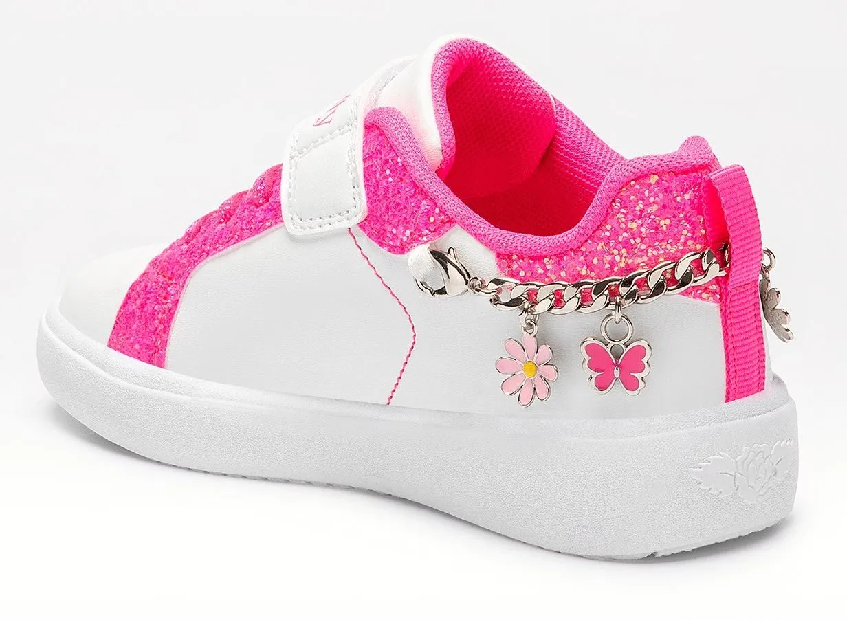 Lelli Kelly LK3410 Gioiello Removable Bracelet Charm Trainers White Fuxia