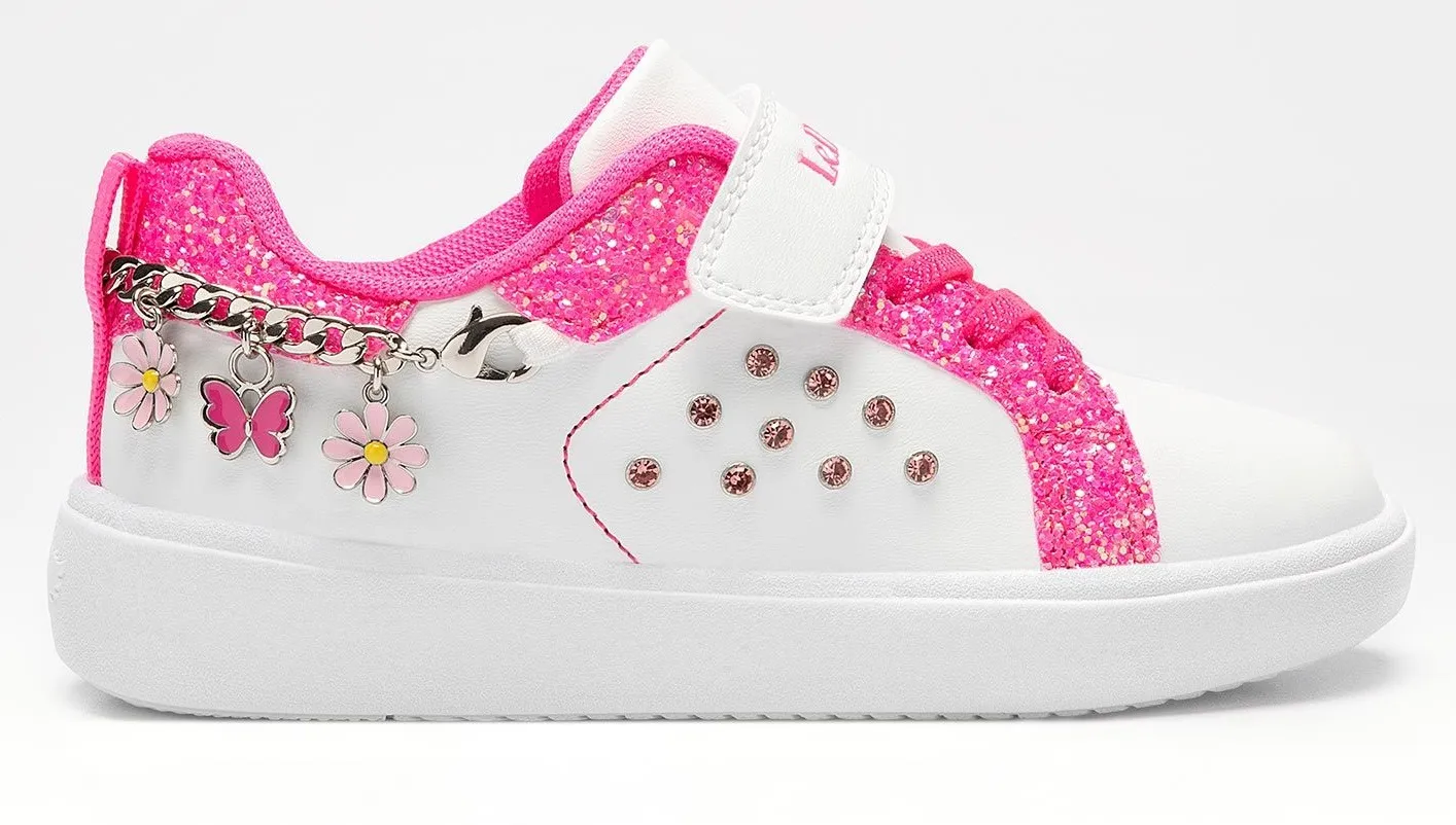 Lelli Kelly LK3410 Gioiello Removable Bracelet Charm Trainers White Fuxia