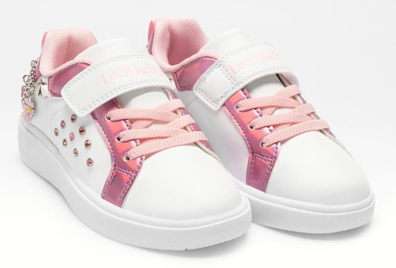 Lelli Kelly LK3410 Gioiello Removable Bracelet Charm Trainers White Rosa