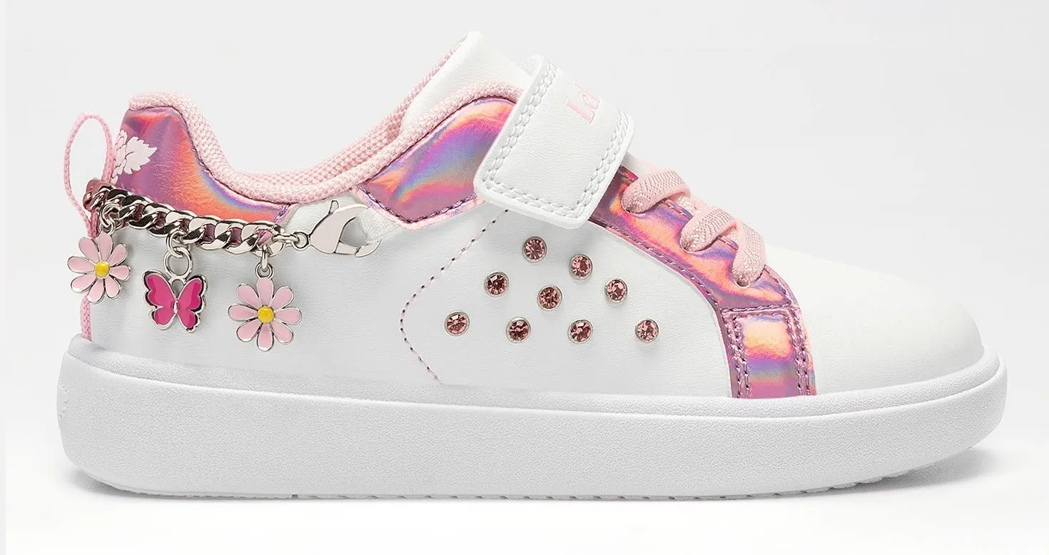 Lelli Kelly LK3410 Gioiello Removable Bracelet Charm Trainers White Rosa