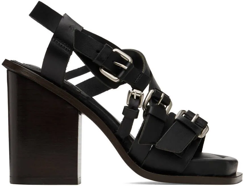 LEMAIRE Black Square Heeled 100 Sandals