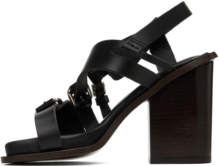 LEMAIRE Black Square Heeled 100 Sandals