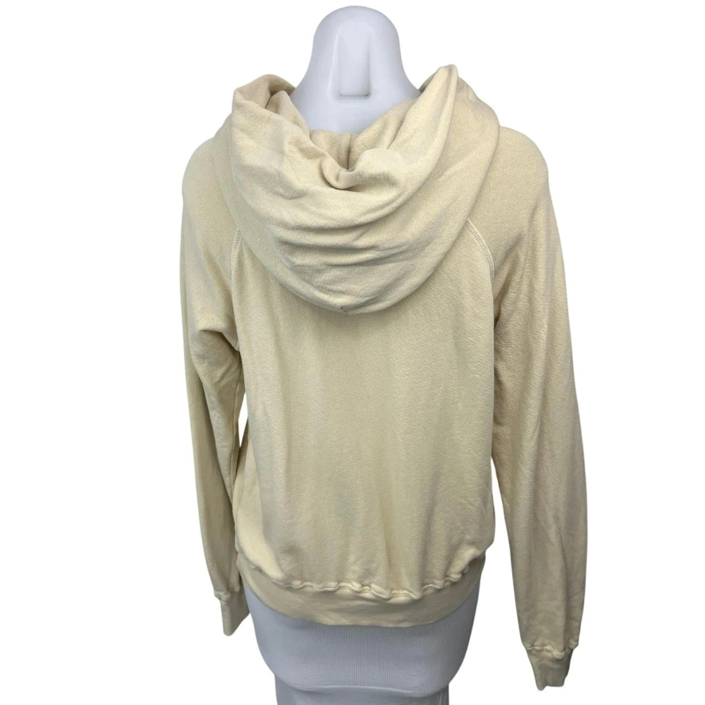 Les Tien Cream Terry Lined Pocket Pullover Hoodie Hooded Sweatshirt Top Size XXS