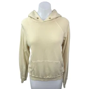 Les Tien Cream Terry Lined Pocket Pullover Hoodie Hooded Sweatshirt Top Size XXS