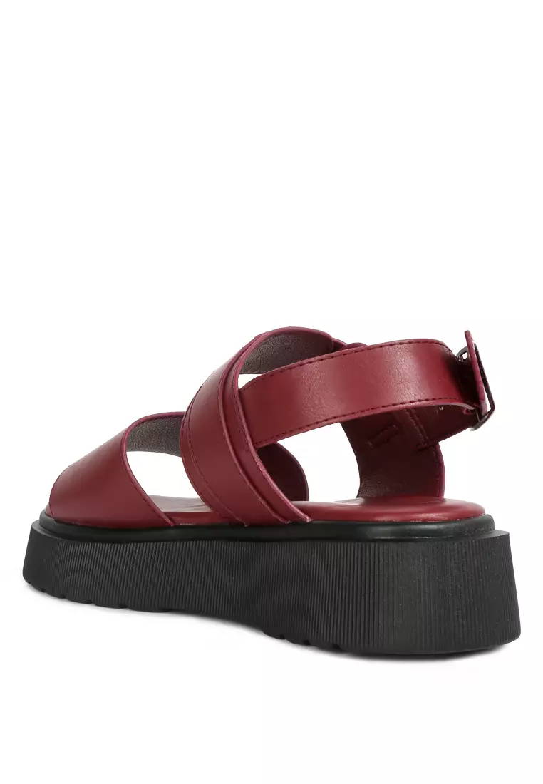 London Rag Burgundy Pin Buckle Platform Sandals