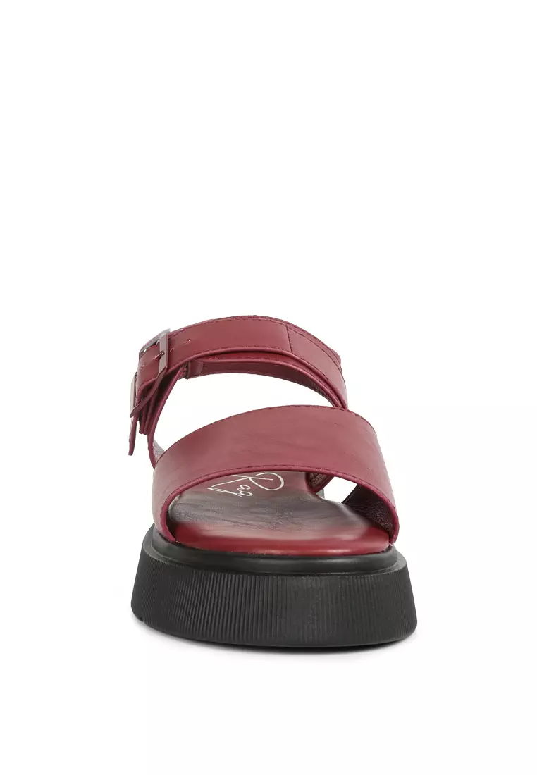 London Rag Burgundy Pin Buckle Platform Sandals