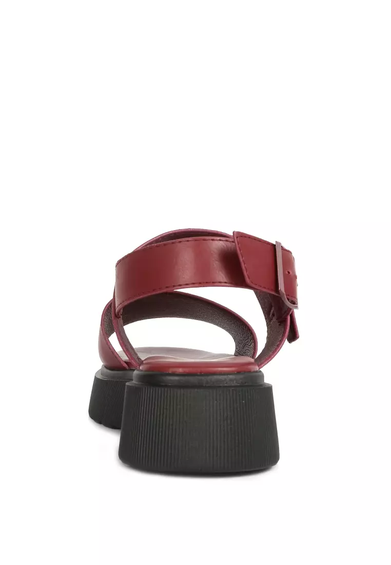 London Rag Burgundy Pin Buckle Platform Sandals