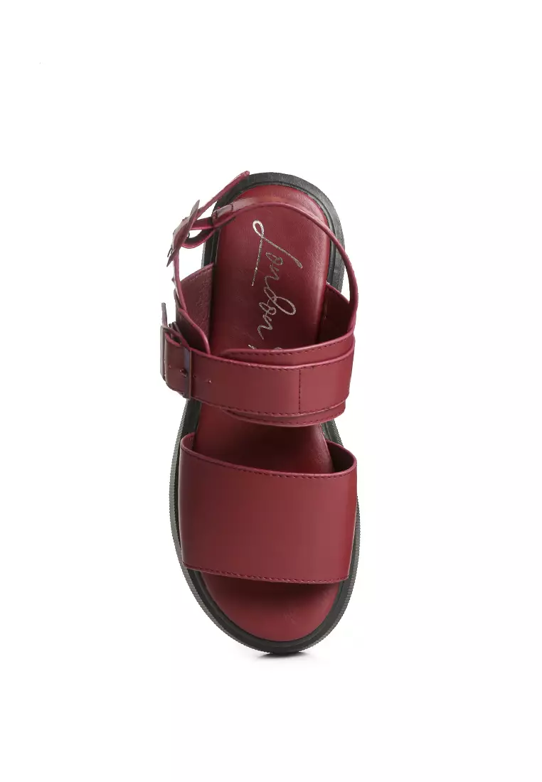 London Rag Burgundy Pin Buckle Platform Sandals