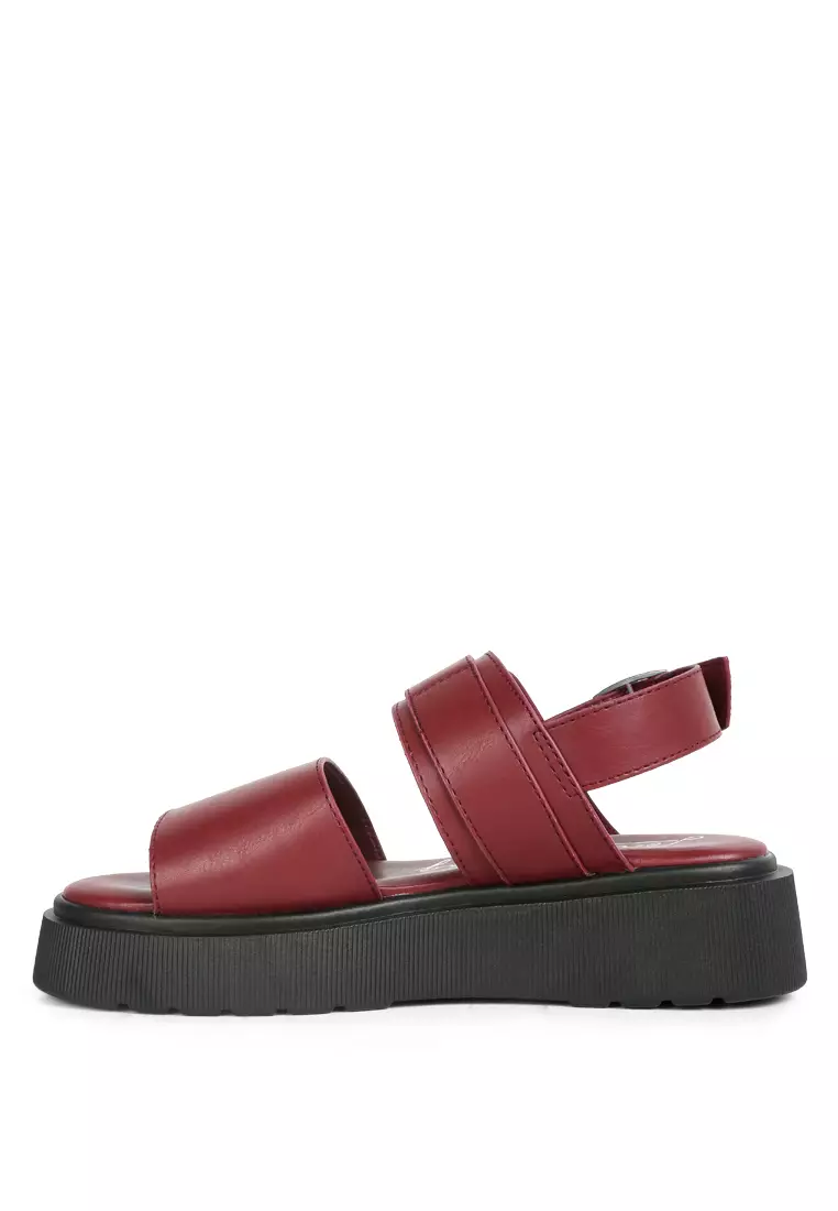 London Rag Burgundy Pin Buckle Platform Sandals