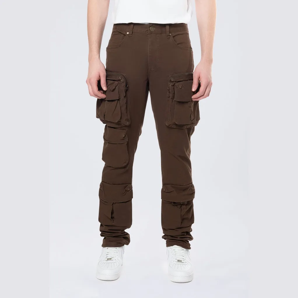 Long Slim 5 Pocket Cargo Twill Pants - Bison