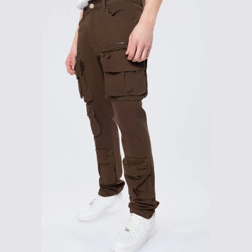 Long Slim 5 Pocket Cargo Twill Pants - Bison