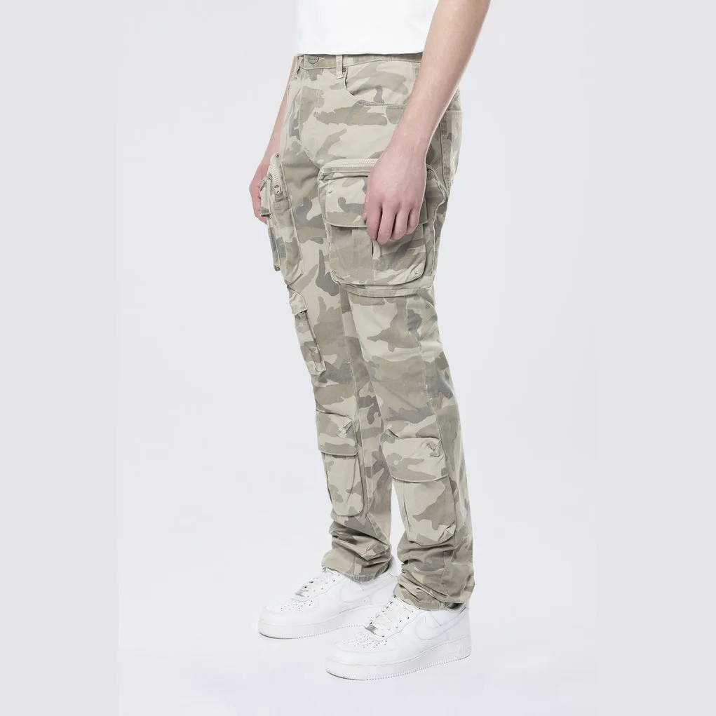 Long Slim 5 Pocket Cargo Twill Pants - Khaki Camo