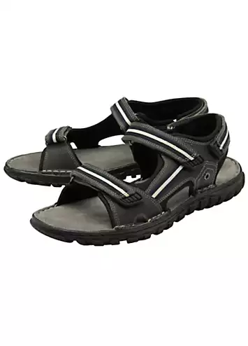 Lotus Mens Gus Grey Leather Sandals | Grattan