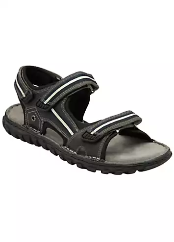 Lotus Mens Gus Grey Leather Sandals | Grattan