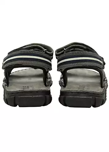 Lotus Mens Gus Grey Leather Sandals | Grattan