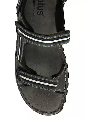 Lotus Mens Gus Grey Leather Sandals | Grattan