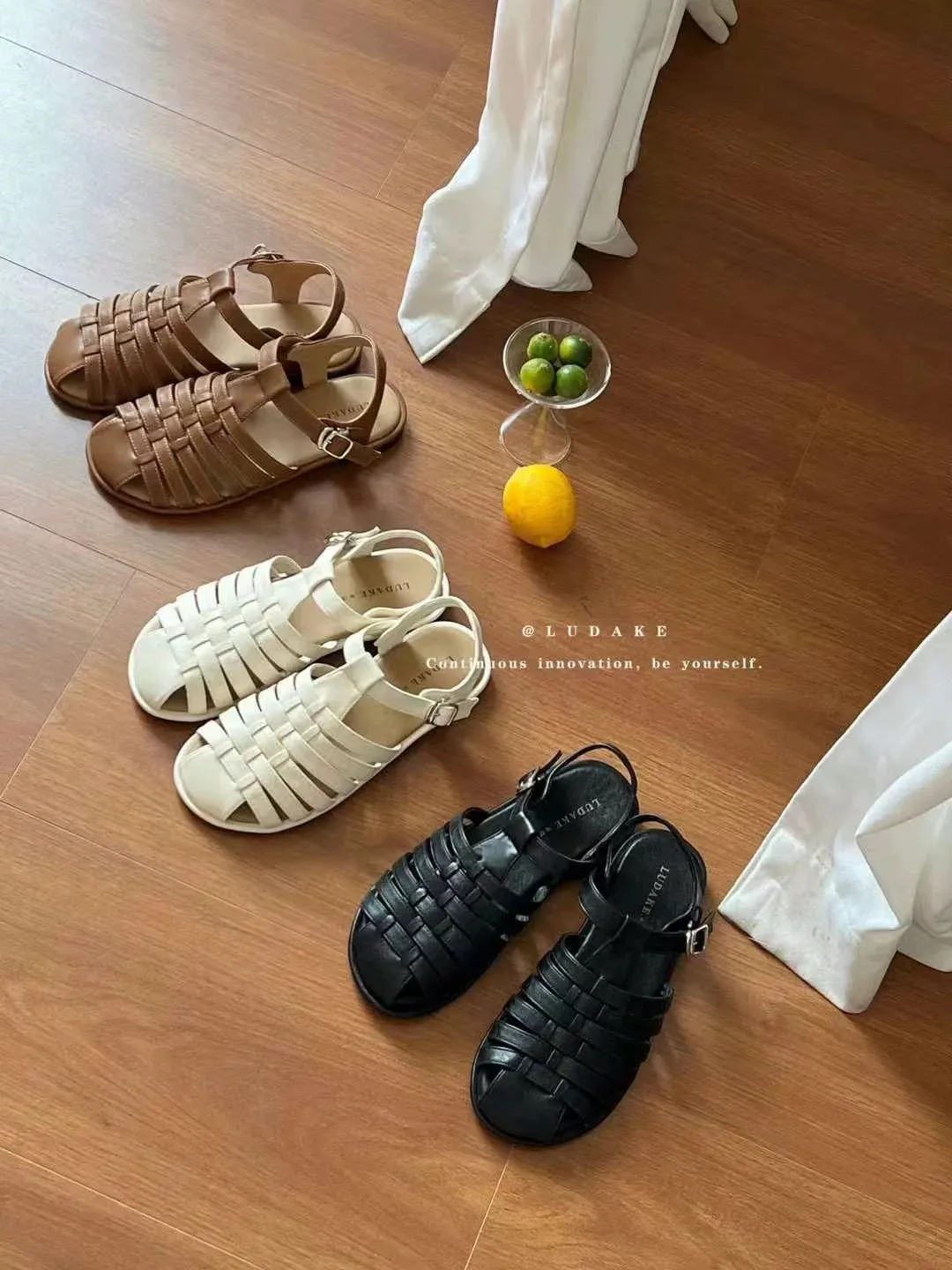 LUDAKE Ludakesen retro braided Baotou Roman sandals summer new comfortable soft-soled sandals