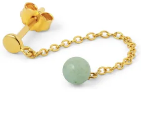 LULU COPENHAGEN Gold Plated Natural Stone Chain Light Green 1 piece