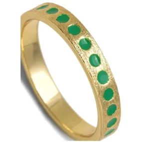 LULU COPENHAGEN Pattern Ring Gold Plated Light Green: Ring size 52