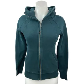 Lululemon Women's Blue Scuba Full-Zip Thumbholes Pockets Hoodie Jacket Size 4