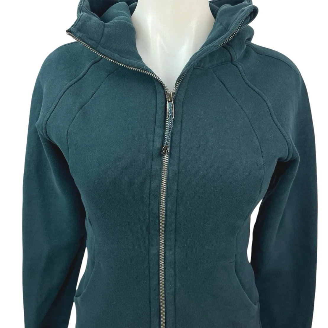 Lululemon Women's Blue Scuba Full-Zip Thumbholes Pockets Hoodie Jacket Size 4