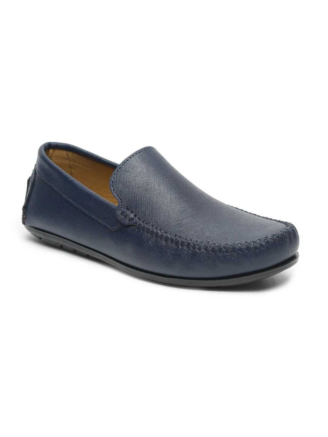 Men Blue Solid Genuine Leather Loafers