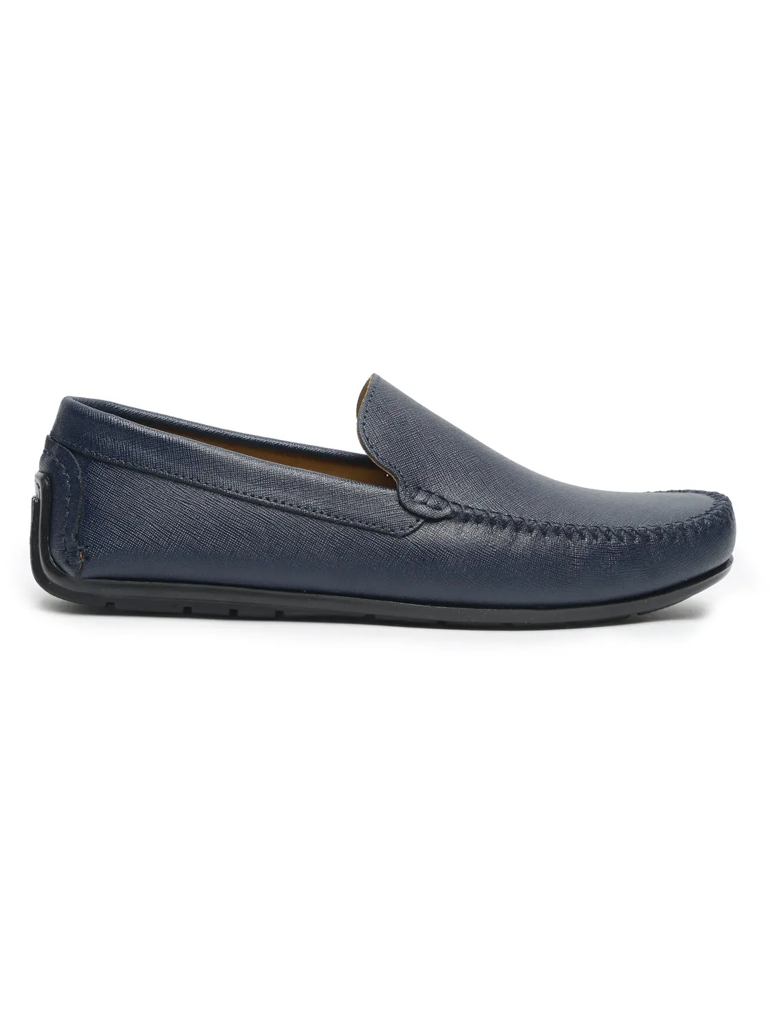 Men Blue Solid Genuine Leather Loafers