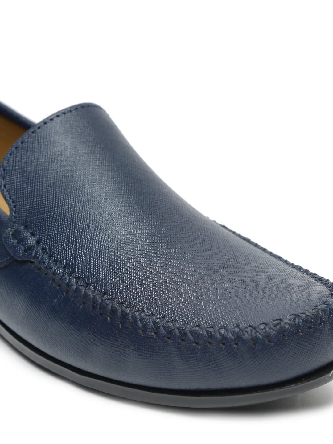 Men Blue Solid Genuine Leather Loafers