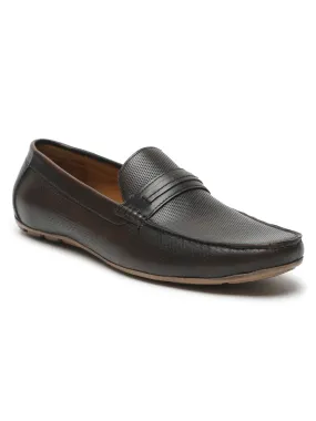 Men Brown Solid Genuine Leather Brown Loafers