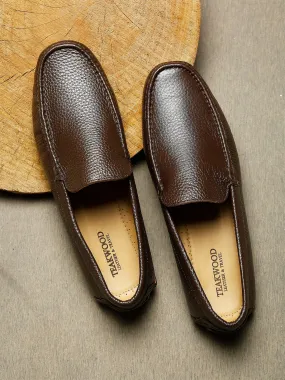 Men Brown Solid Genuine Leather Formal Loafers