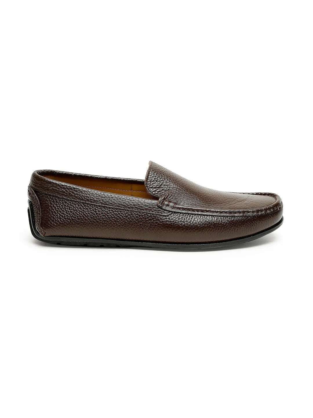 Men Brown Solid Genuine Leather Formal Loafers