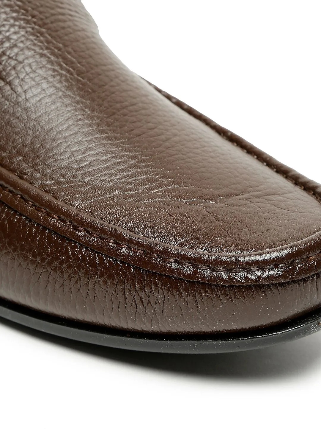 Men Brown Solid Genuine Leather Formal Loafers