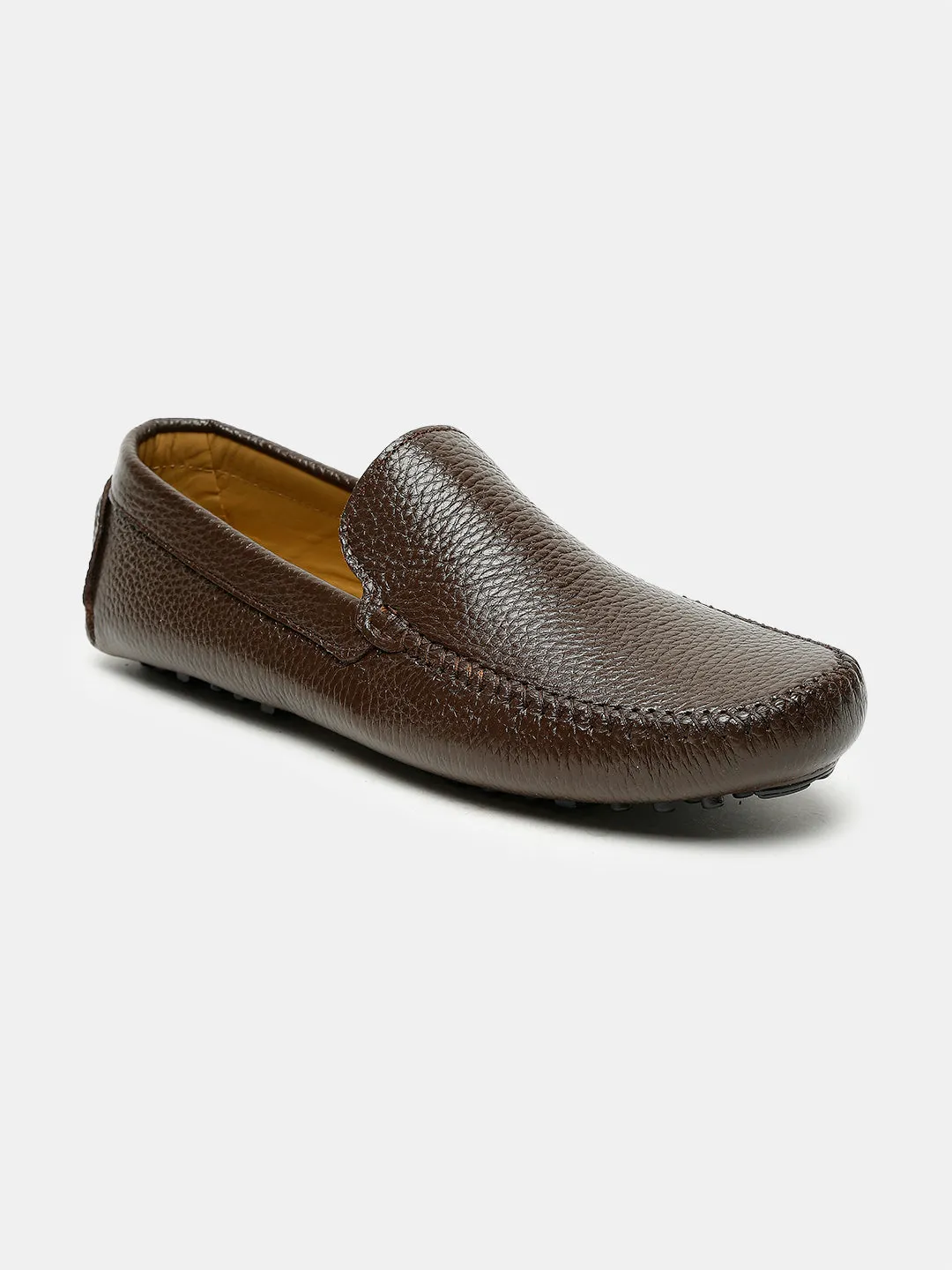 Men Brown Solid Genuine Leather Loafers