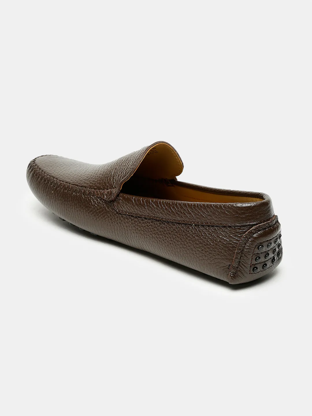 Men Brown Solid Genuine Leather Loafers