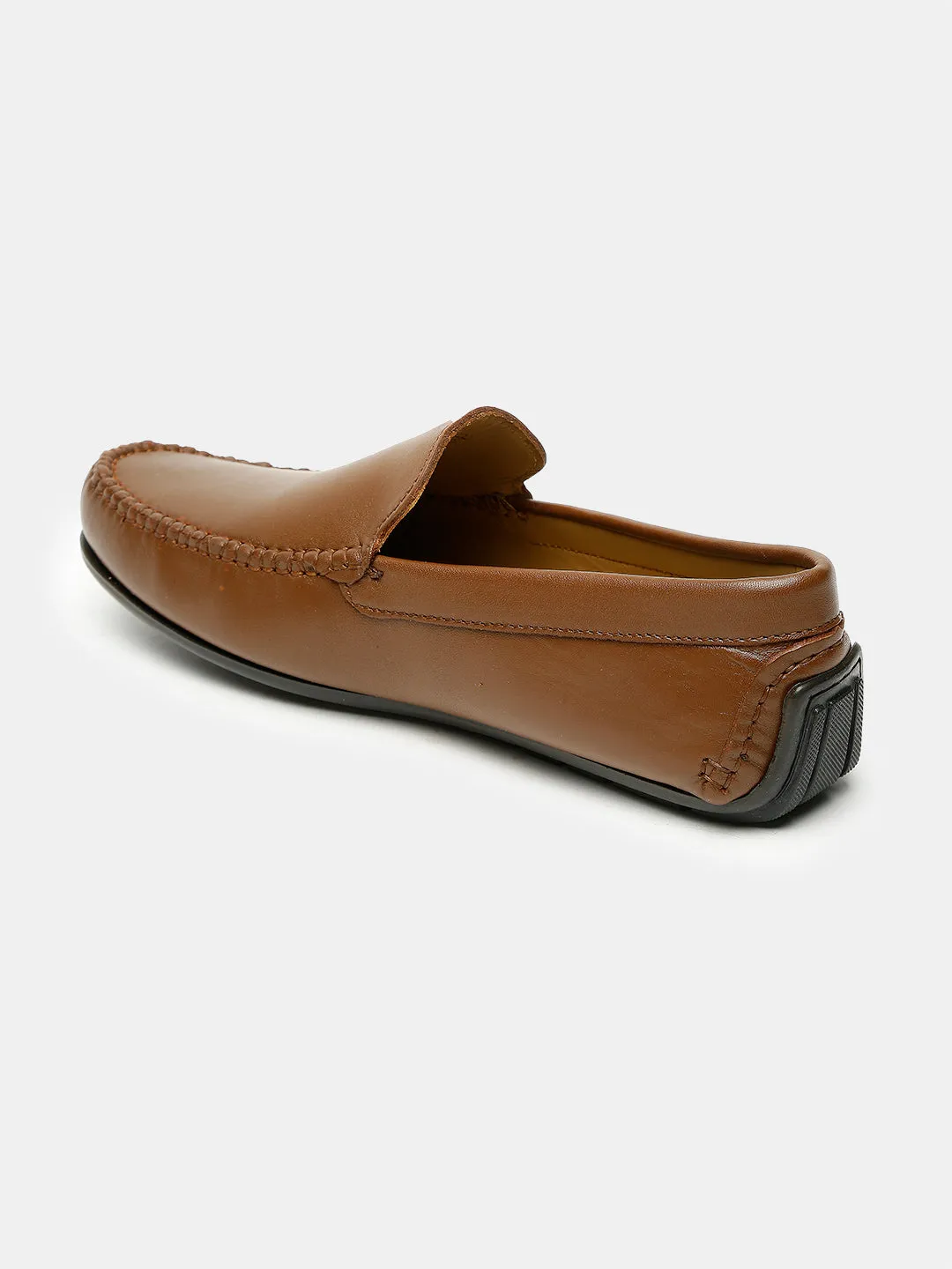 Men Tan Solid Genuine Leather Loafers