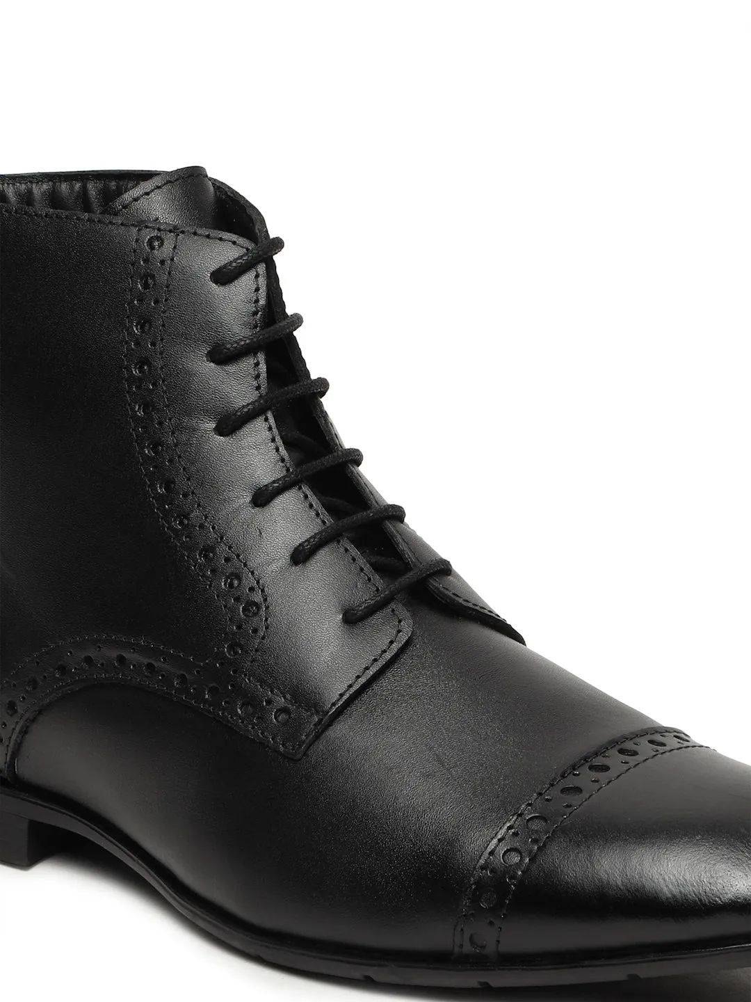 Men's Black Laser Cut-Work Leather Chukka Boots