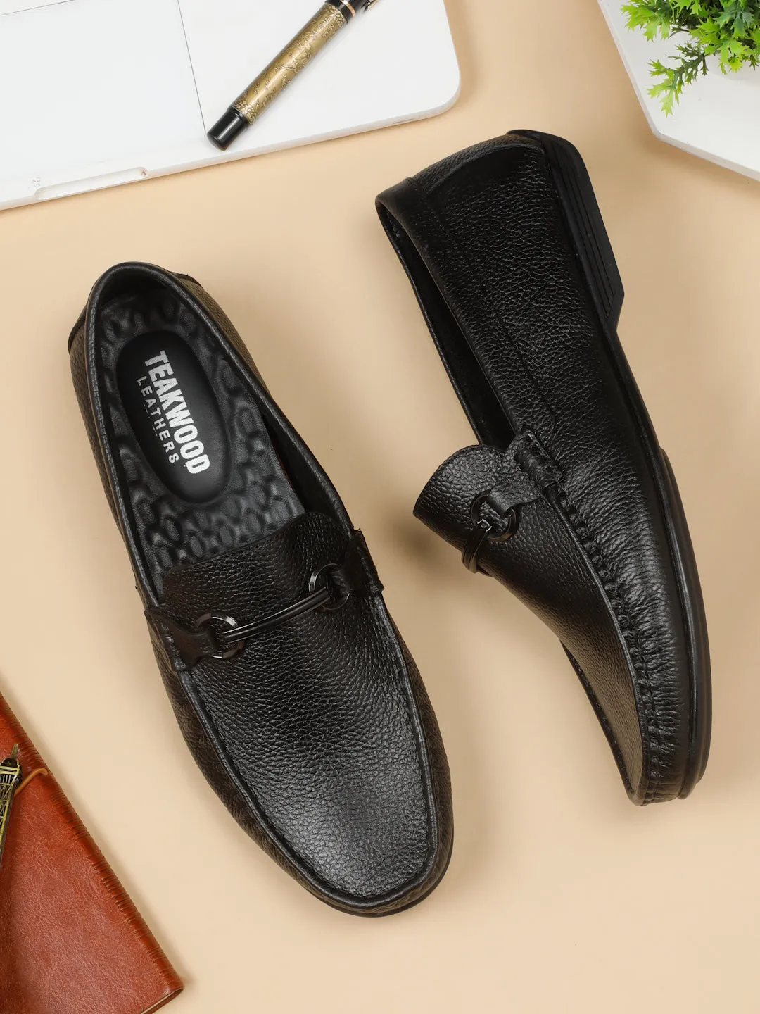 Men's Black Leather Flexi 360 Loafers