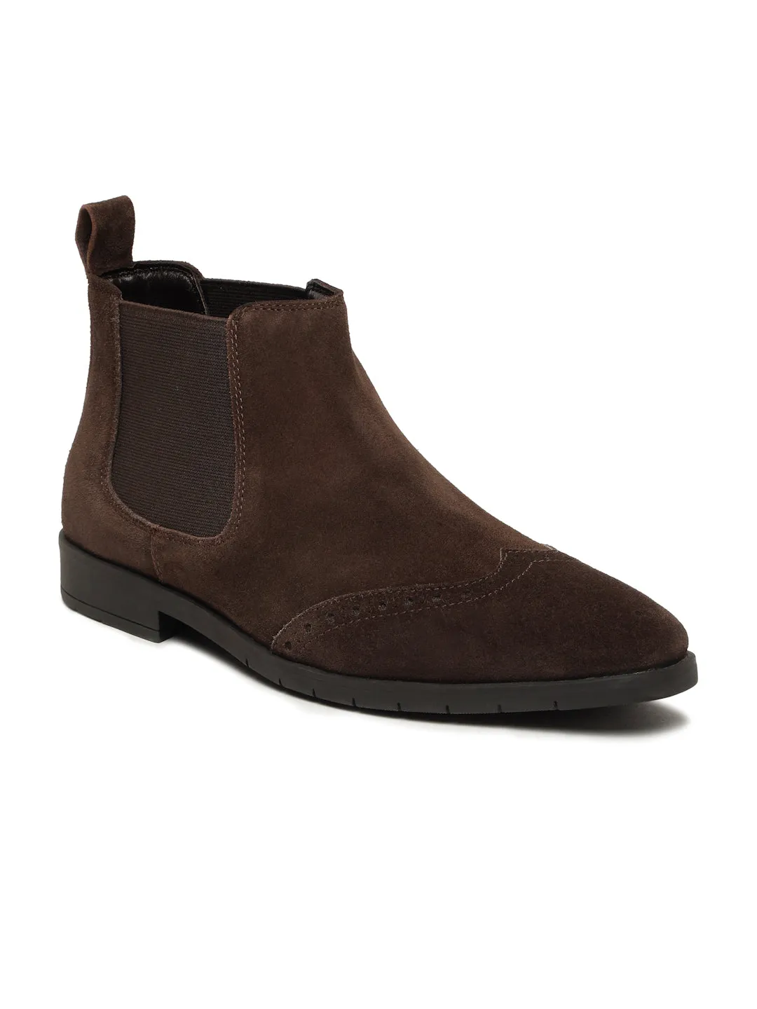 Men's Brown classy Suede Leather Mid-Top Chelsea Boots