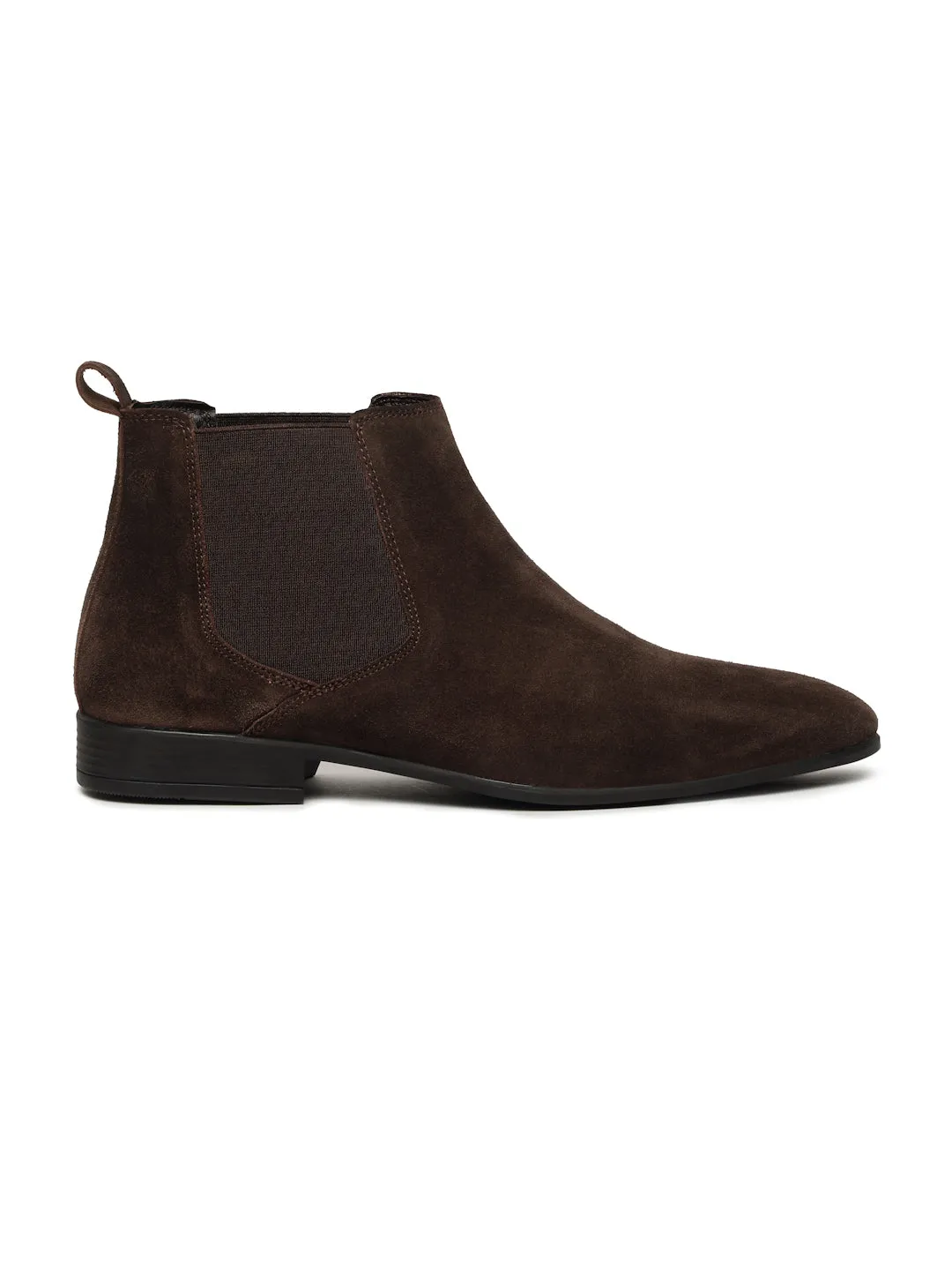 Men's Brown Suede Leather Mid-Top Chelsea Boots