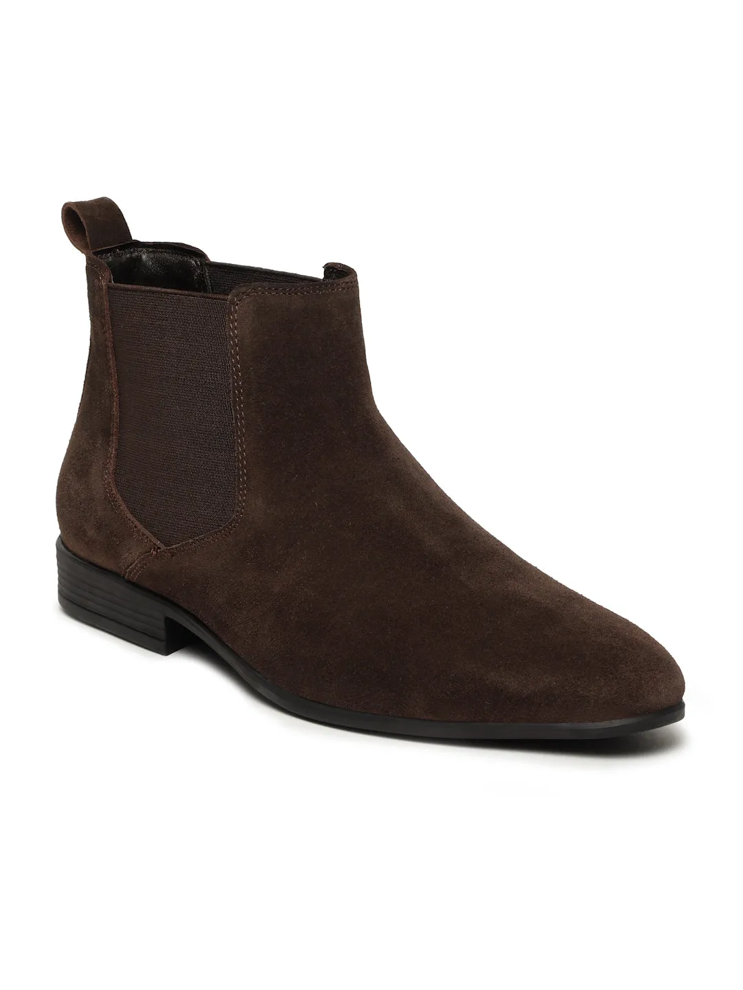 Men's Brown Suede Leather Mid-Top Chelsea Boots