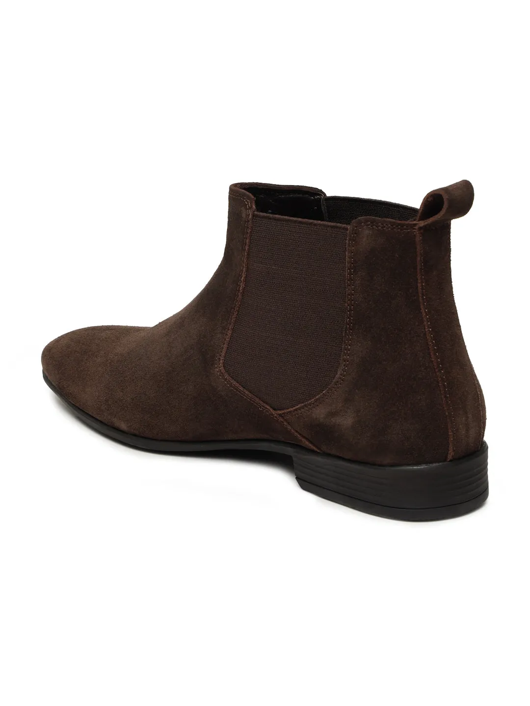 Men's Brown Suede Leather Mid-Top Chelsea Boots