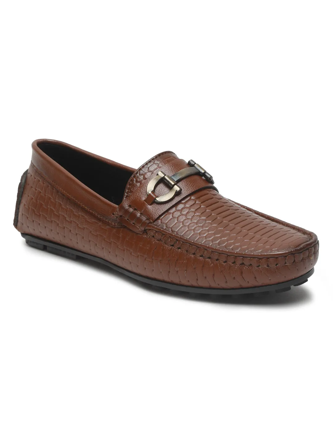 Men's Brown Texture Leather Flexi 360 Loafers