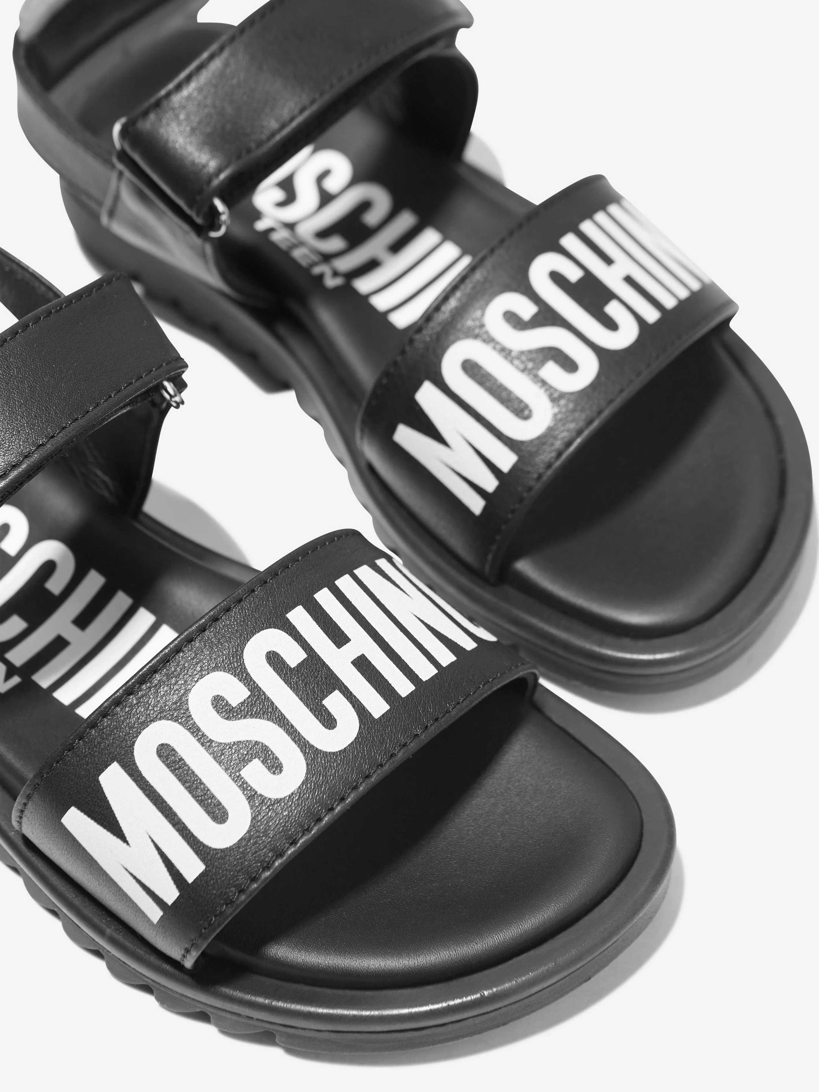 Moschino Boys Maxi Logo Sandals in Black